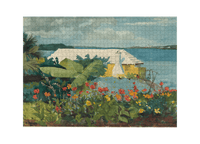 Blumengarten und Bungalow auf Bermuda – Winslow Homer