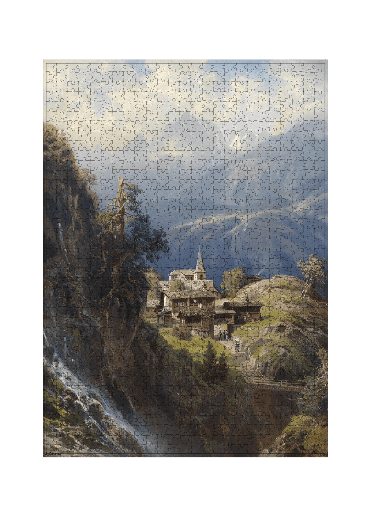Das Dorf in den Berner Alpen – Adolf Mosengel als 1000-Teile-Puzzle-Kunstwerk – Motivansicht