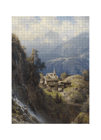 Das Dorf in den Berner Alpen – Adolf Mosengel als 1000-Teile-Puzzle-Kunstwerk – Motivansicht
