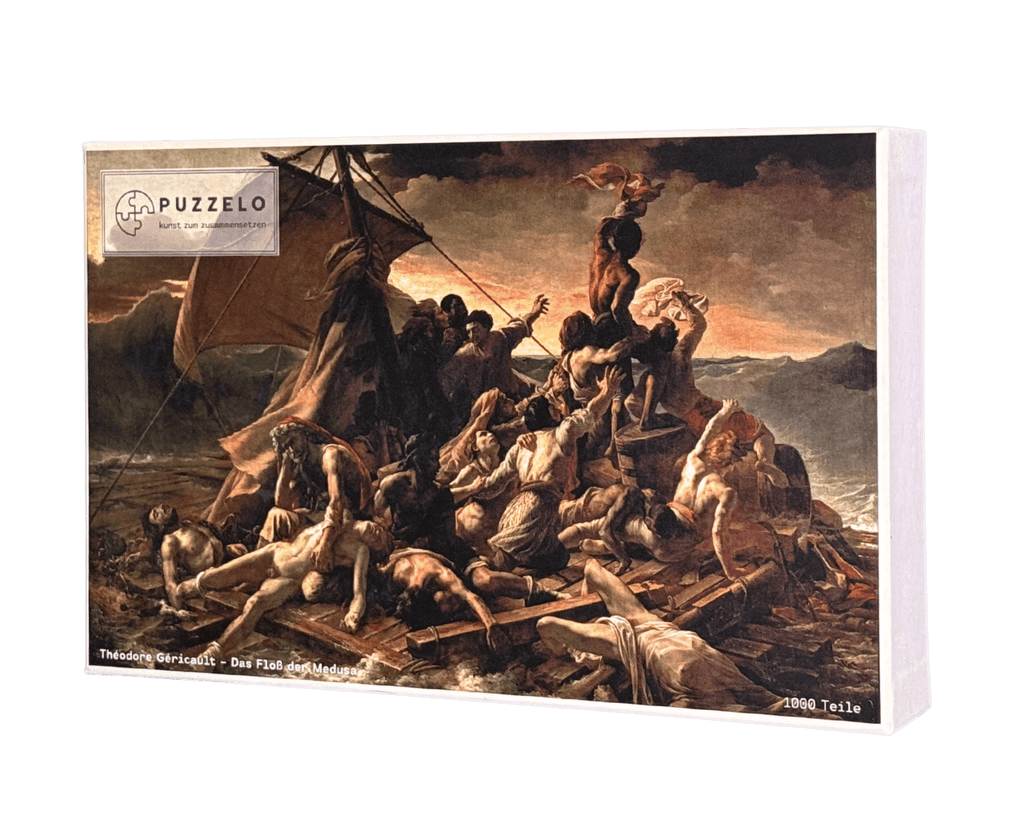 Das Floß der Medusa – Théodore Géricault Puzzle Kunstwerk, 1000 Teile, Verpackung Vorderseite
