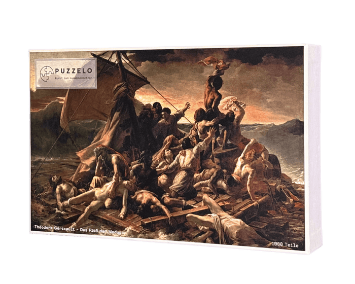 Das Floß der Medusa – Théodore Géricault Puzzle Kunstwerk, 1000 Teile, Verpackung Vorderseite