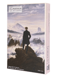 Der Wanderer über dem Nebelmeer – Caspar David Friedrich Puzzle Kunstwerk, 1000 Teile, Verpackung Vorderseite