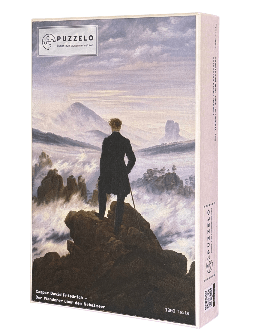 Der Wanderer über dem Nebelmeer – Caspar David Friedrich Puzzle Kunstwerk, 1000 Teile, Verpackung Vorderseite