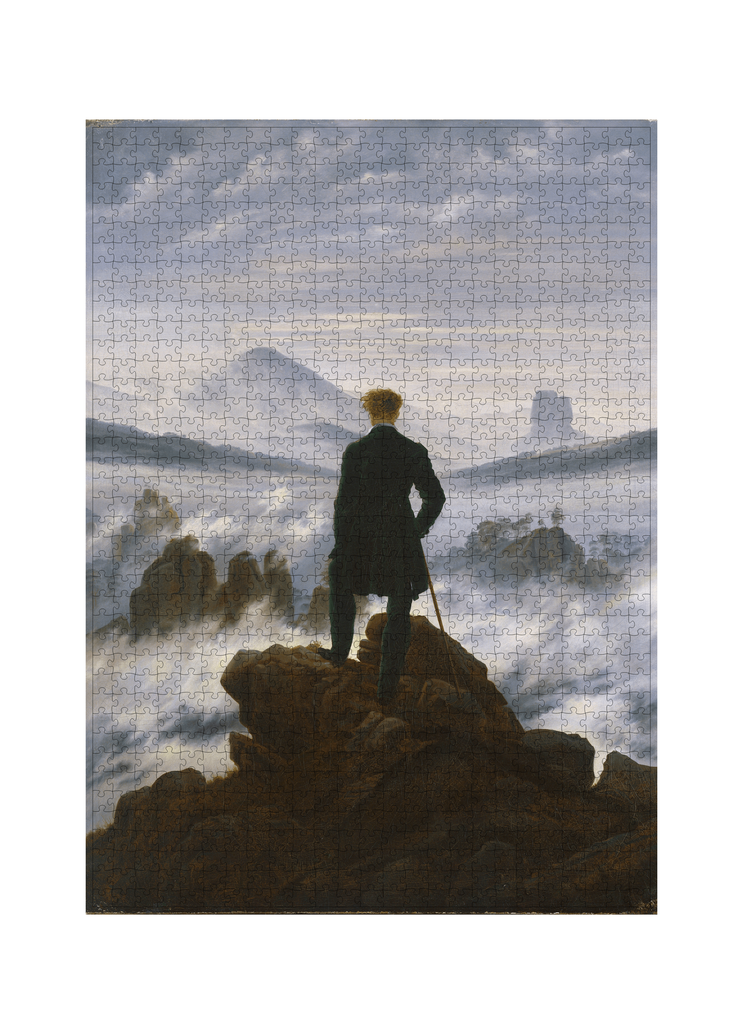 Der Wanderer über dem Nebelmeer von Caspar David Friedrich als 1000-Teile-Puzzle-Kunstwerk – Motivansicht