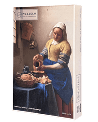 Die Milchmagd – Vermeer Puzzle Kunstwerk, 1000 Teile, Verpackung Vorderseite
