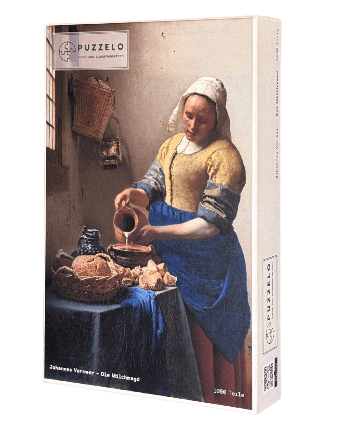Die Milchmagd – Vermeer Puzzle Kunstwerk, 1000 Teile, Verpackung Vorderseite