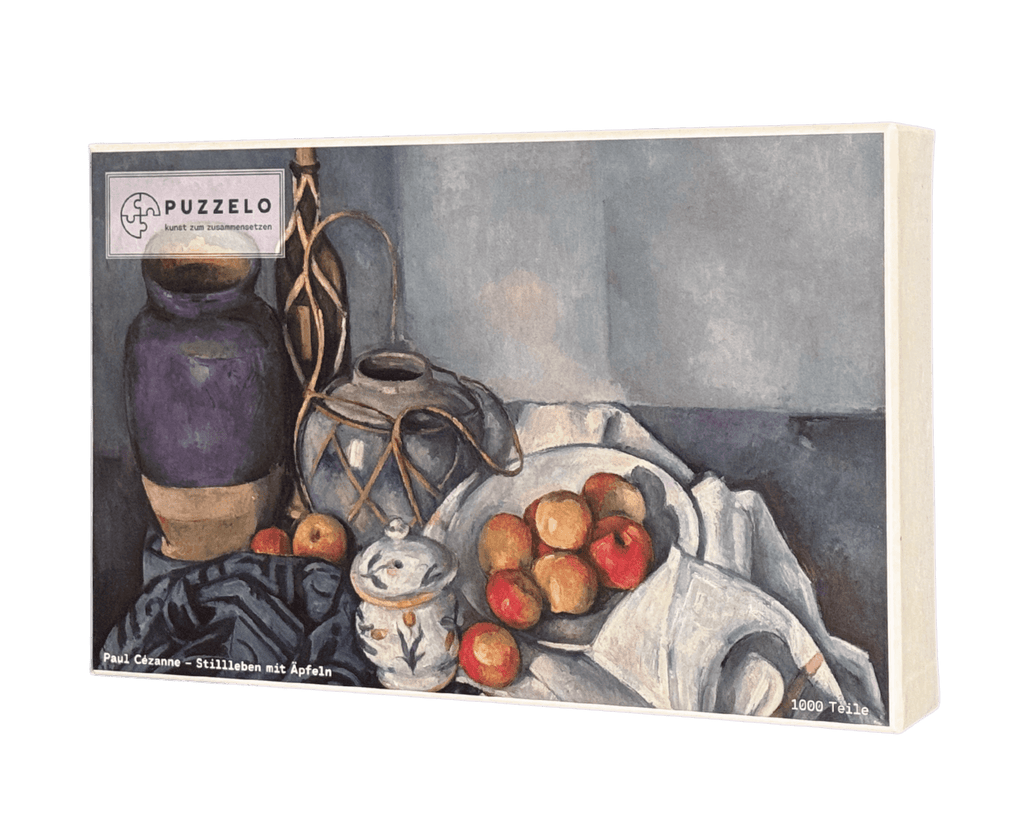 Stillleben mit Äpfeln – Paul Cézanne Kunstpuzzle, 1000 Teile, Verpackung Vorderseite